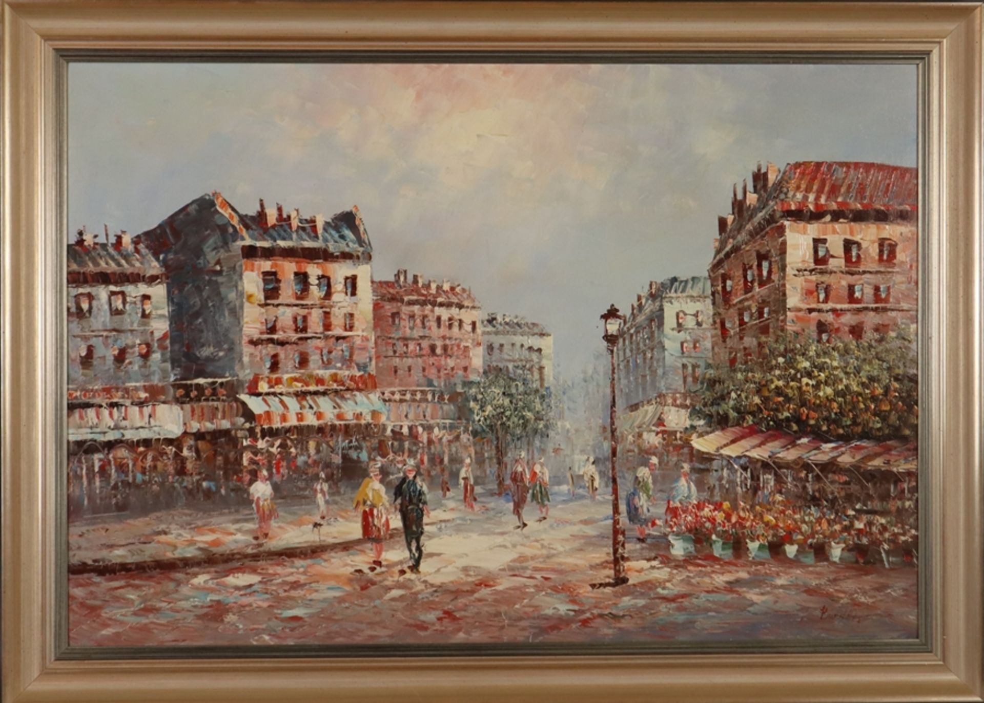 Burnett, Louis Anthony (1907 - 1999 / amerikanischer Maler) - Belebte Pariser Flaniermeile, Öl auf