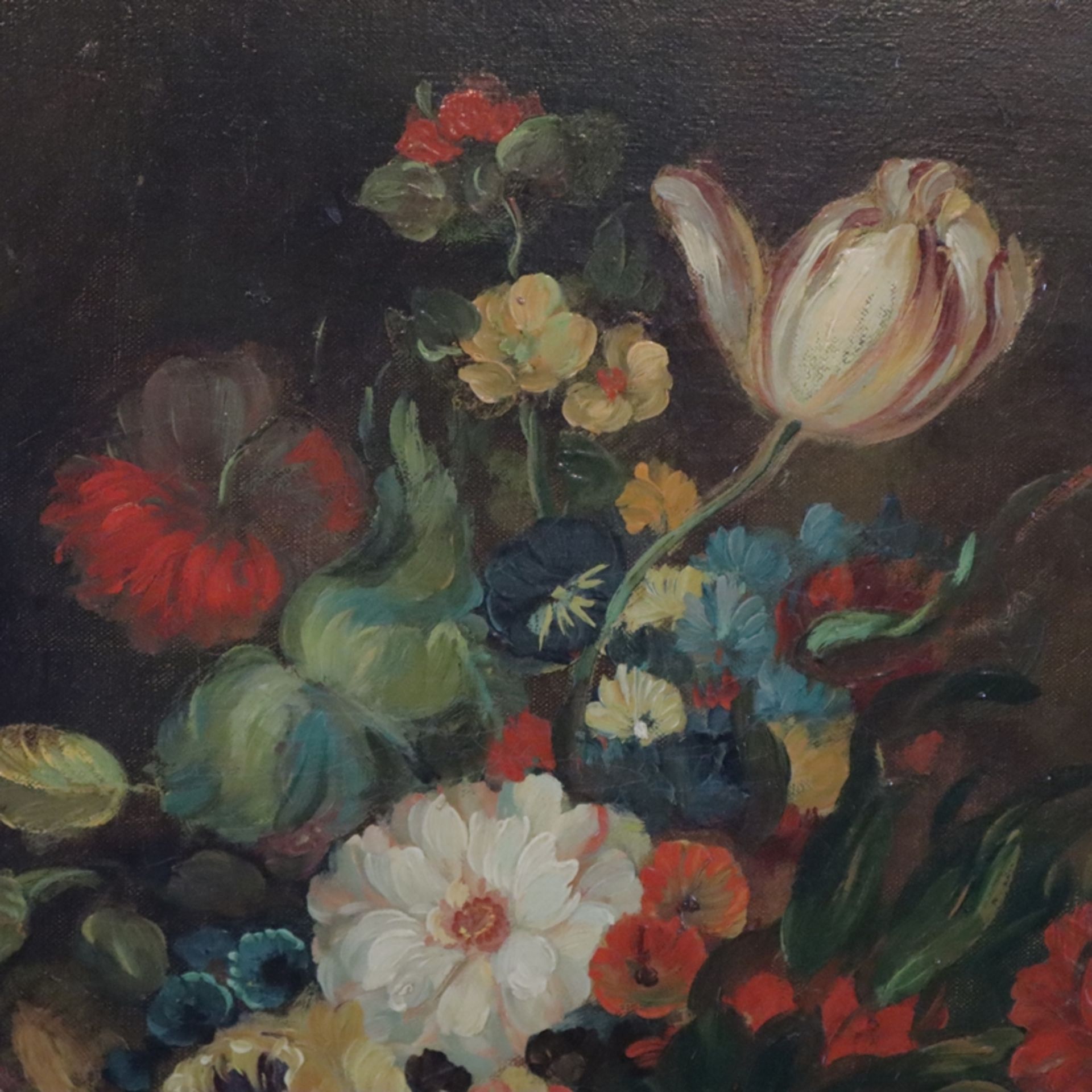 Fichtl, Anton (geb.1908 München) - Barockes Blumenstilleben in der Art von Rachel Ruysch, Öl auf - Bild 3 aus 6