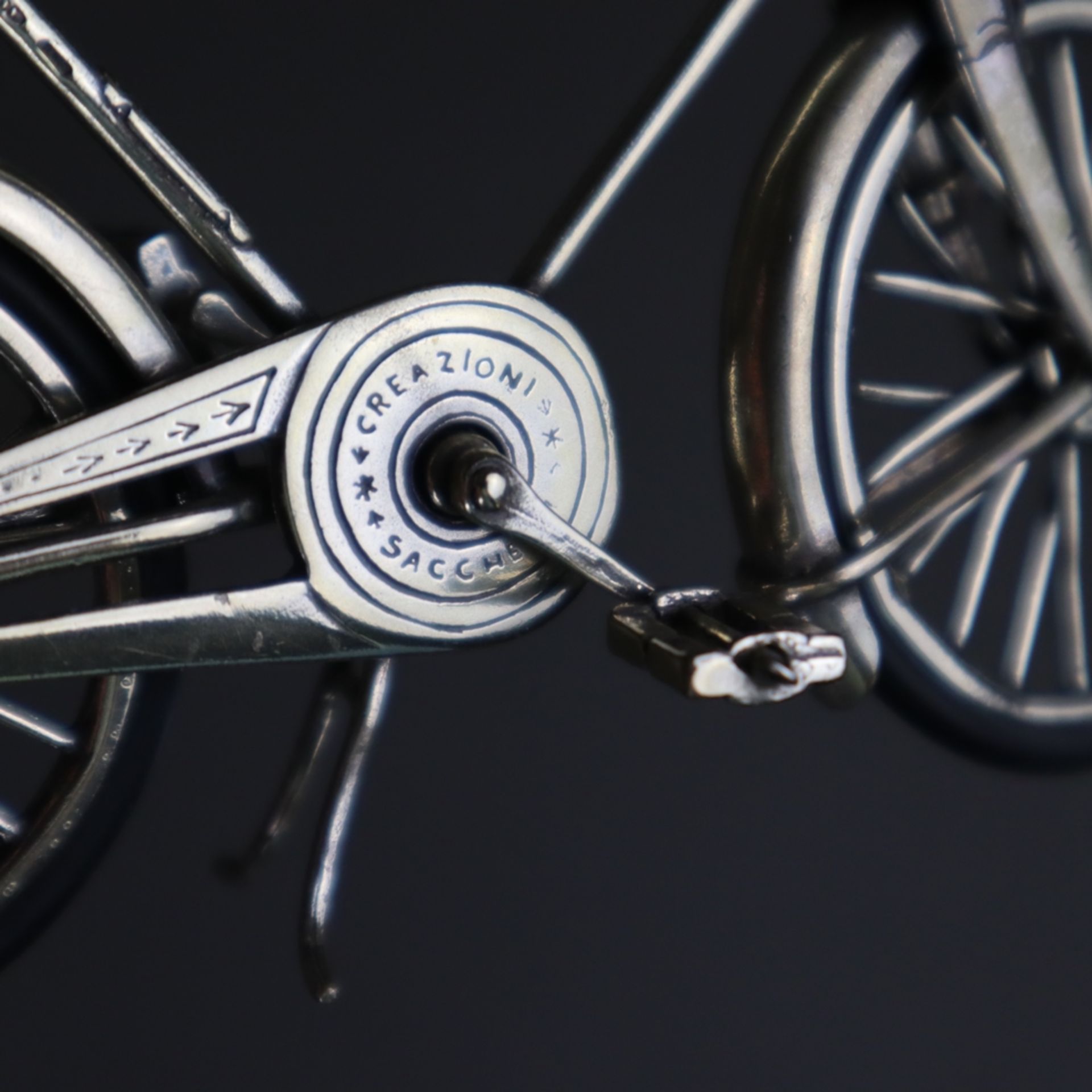 Drei Miniatur-Fahrräder - Italien, Arrezo, gestempelt mit Silbergehalt, Stern, Nummer und AR, 1x - Bild 9 aus 10