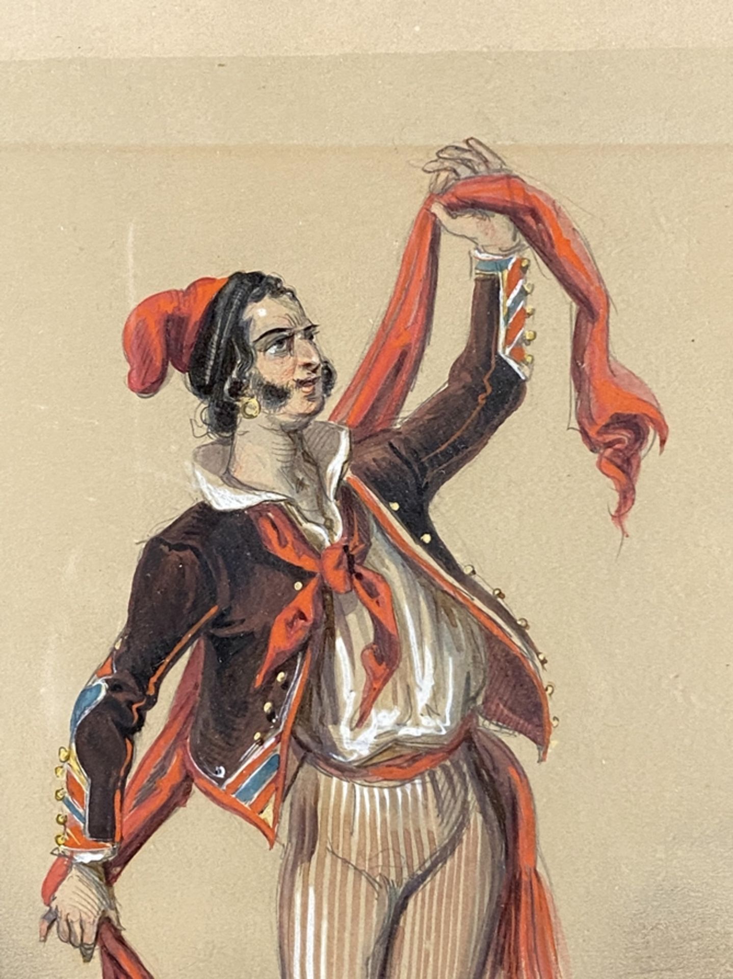 Franceschini (19. Jh.) - Kostümbild, Zeichnung auf Papier, unten links signiert "Franceschini", - Bild 4 aus 4