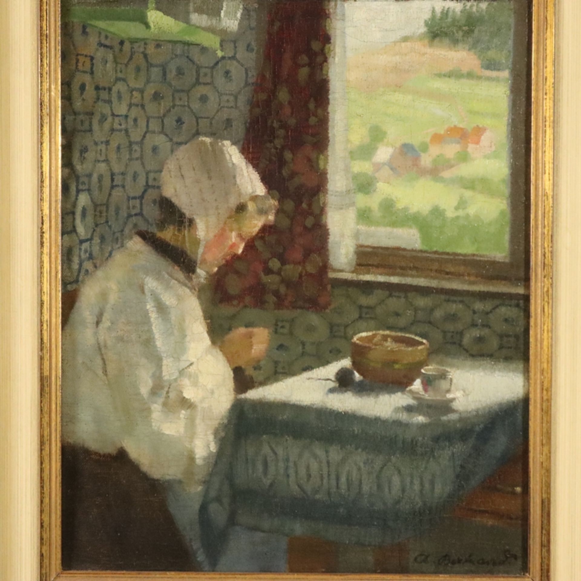 Bertrand, Alexander (1877 Darmstadt - 1947 Düsseldorf) - "Oma mit Häubchen", Öl auf Leinwand, - Bild 2 aus 10