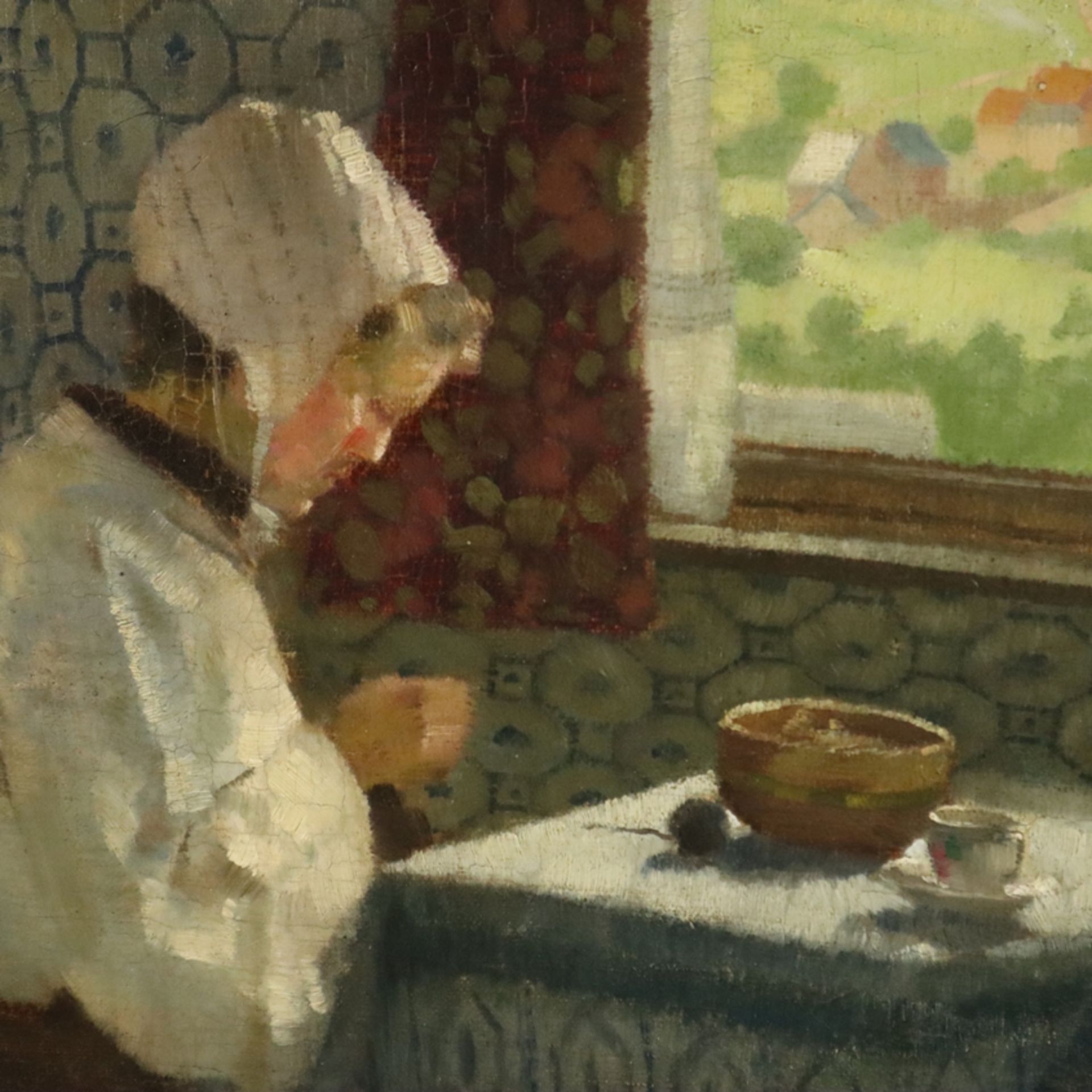 Bertrand, Alexander (1877 Darmstadt - 1947 Düsseldorf) - "Oma mit Häubchen", Öl auf Leinwand, - Bild 3 aus 10