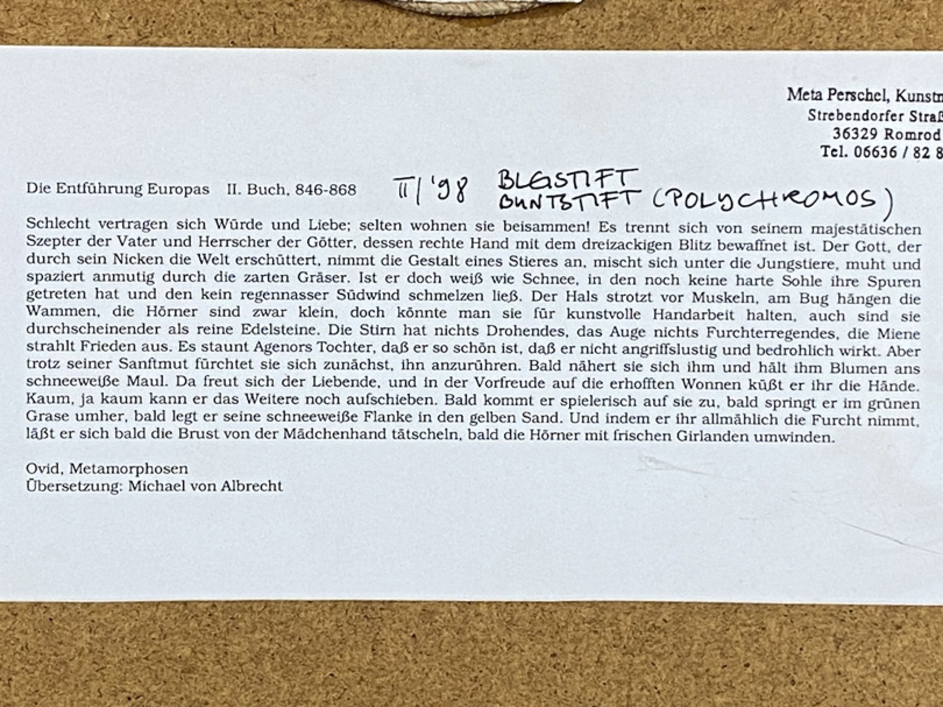 Fratzscher, Wolfgang (1944-2009) - "Die Entführung Europas", Buntstifte auf Papier, 1998, - Bild 5 aus 6