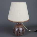 Ikora-Lampe WMF - um 1930, kugelförmiger Ikora-Glas-Lampenfuß, Klarglas mit braun/weißen Pulver- und