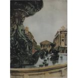 Foujita, Leonard Tsuguharu (1886-1968, nach) - "Place de la Madeleine", Farbradierung, in der Platte