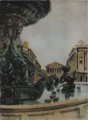 Foujita, Leonard Tsuguharu (1886-1968, nach) - "Place de la Madeleine", Farbradierung, in der Platte