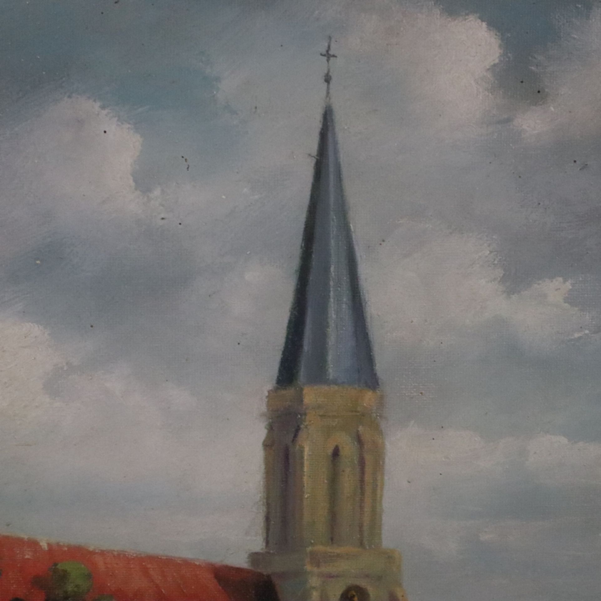 Fernholz, Eugen (1874-Münster-1935) - Ansicht von Telgte bei Münster, Öl auf Leinwand, unten links - Image 4 of 10