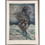 Repsch, Ernestine (* 1943) - "Satyr und Satyra", Farblithographie, unten rechts handsigniert und