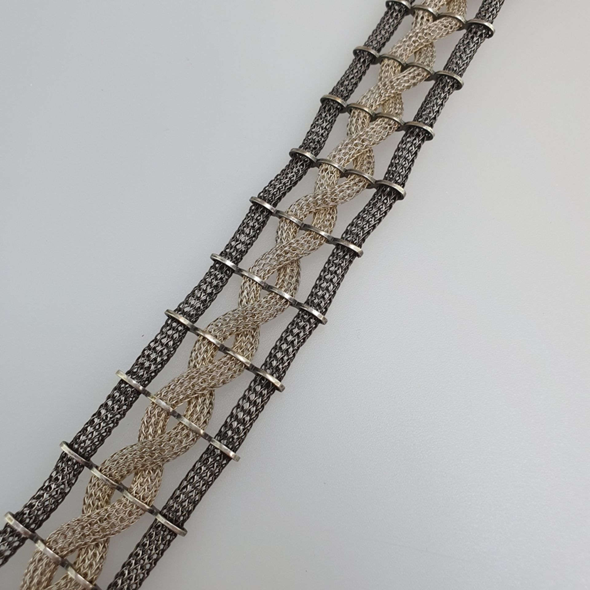Flechtarmband - Silber 800, gestempelt, Länge ca.19cm, Breite ca. 2,6cm - Bild 3 aus 5