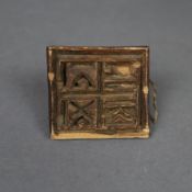 Hostienstempel / Brotstempel - griechisch, Holz, rechteckige geschnitzte Platte mit Inschrift: "IC