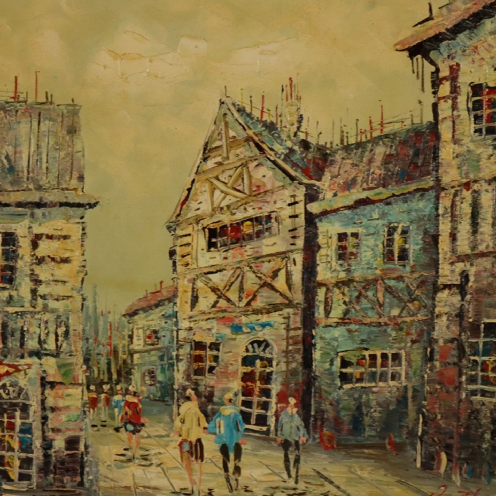 Burnett, Louis Anthony (1907 - 1999 / amerikanischer Maler) - Französische Straßenszene, Öl auf - Bild 2 aus 5