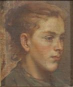 Unbekannter Portraitist - "Mädchen aus Cronberg", Öl auf Hartfaser, unsigniert, verso auf dem