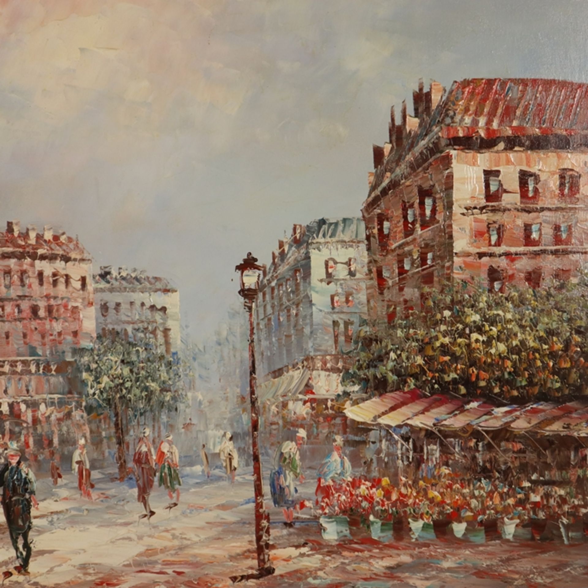 Burnett, Louis Anthony (1907 - 1999 / amerikanischer Maler) - Belebte Pariser Flaniermeile, Öl auf - Bild 3 aus 10