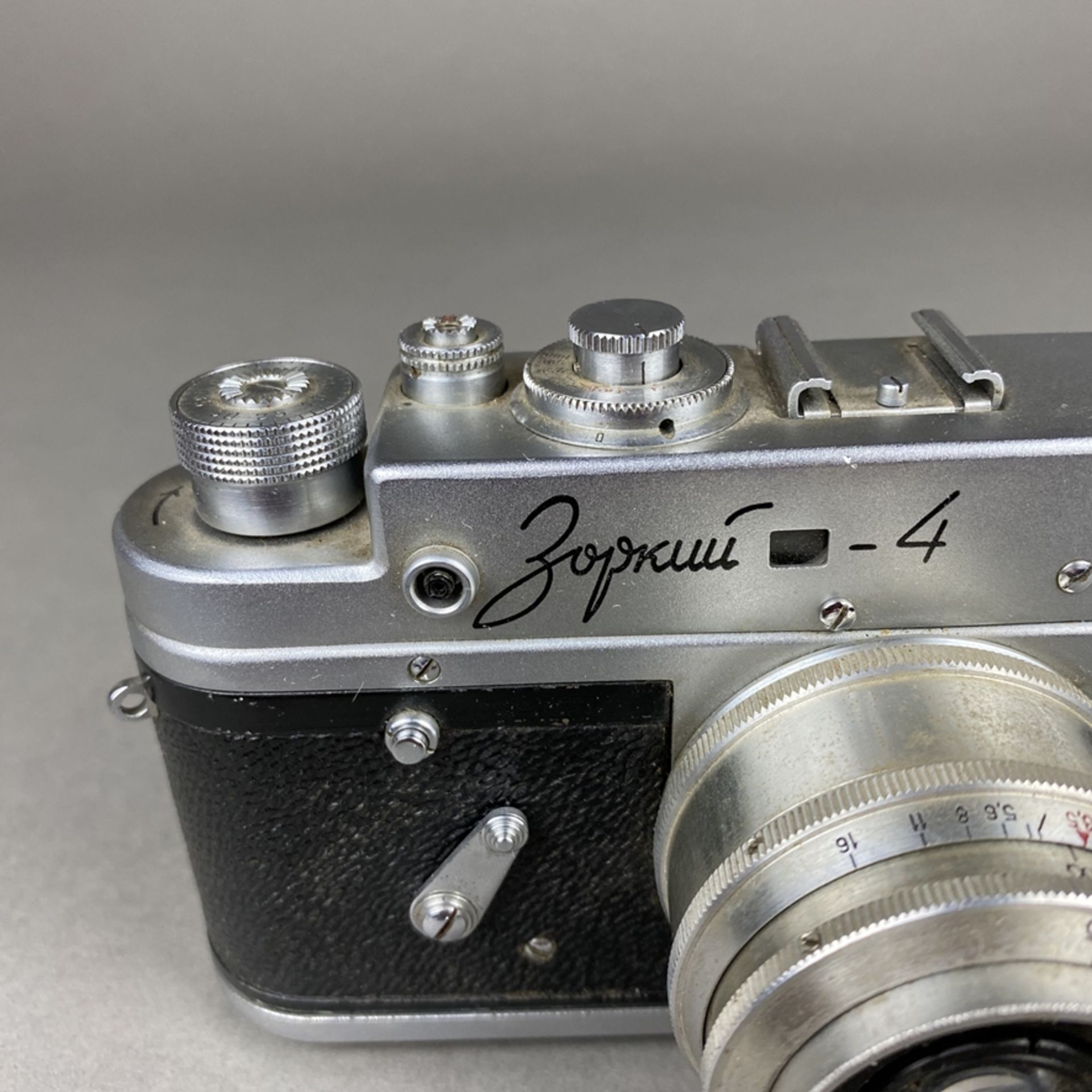 Zorki 4 - sowjetische Kleinbild-Sucherkamera, Gehäusenr. 65677066, Objektiv Industar 50, 1:35, F= - Bild 3 aus 6