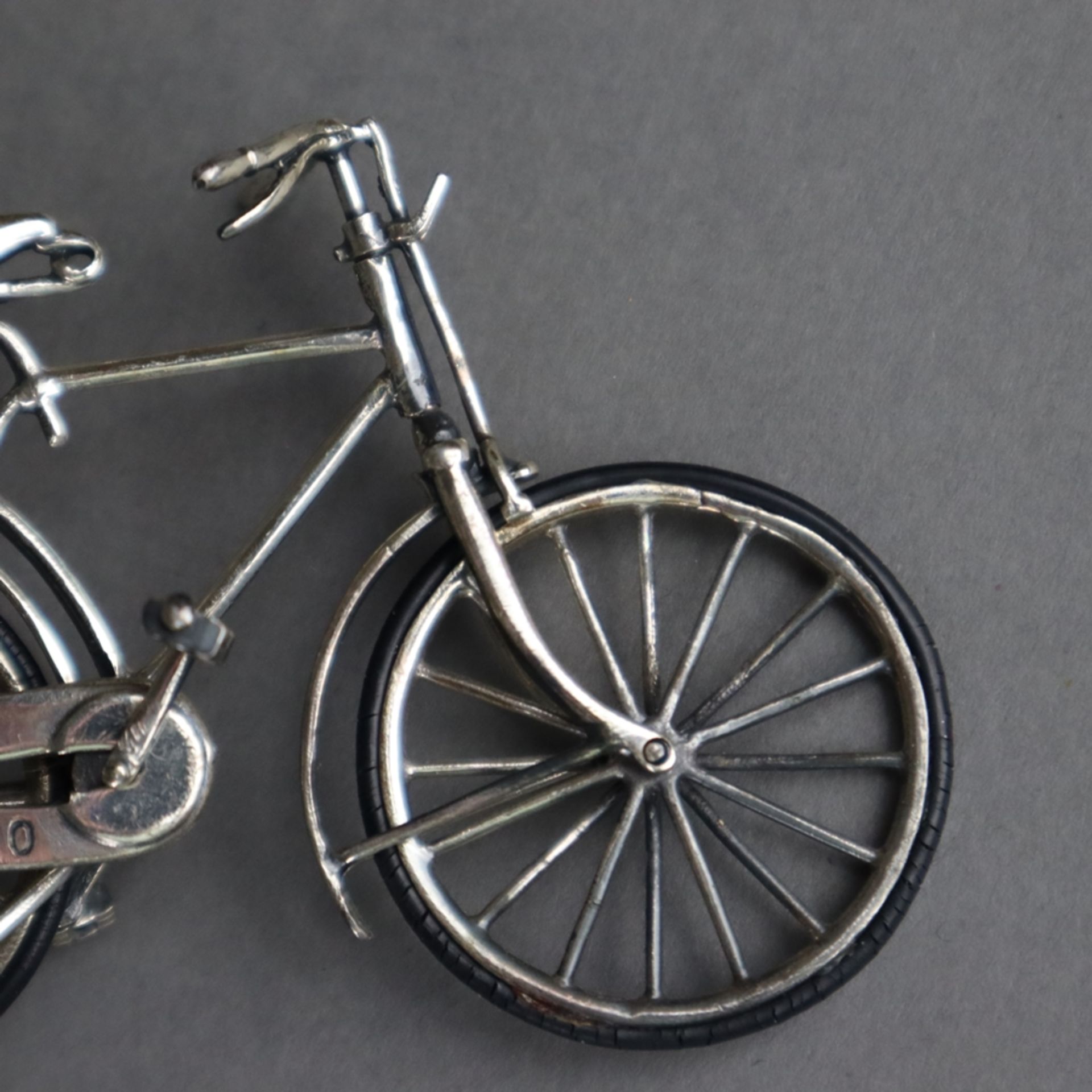 Drei Miniatur-Fahrräder - Italien, Arrezo, gestempelt mit Silbergehalt, Stern, Nummer und AR, 1x - Bild 5 aus 10
