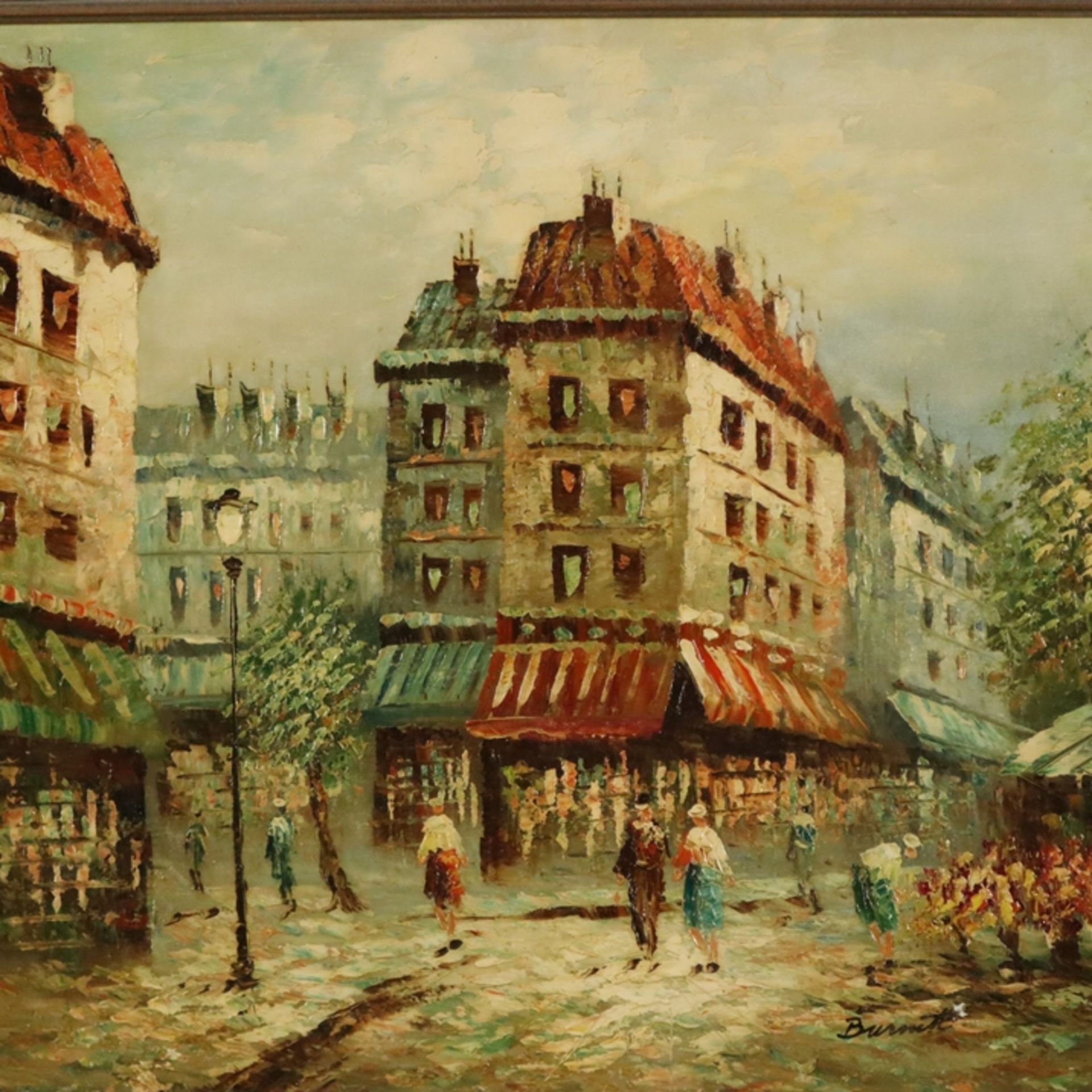 Burnett, Louis Anthony (1907 - 1999 / amerikanischer Maler) - Belebte Pariser Straßenszene, Öl auf - Bild 2 aus 7