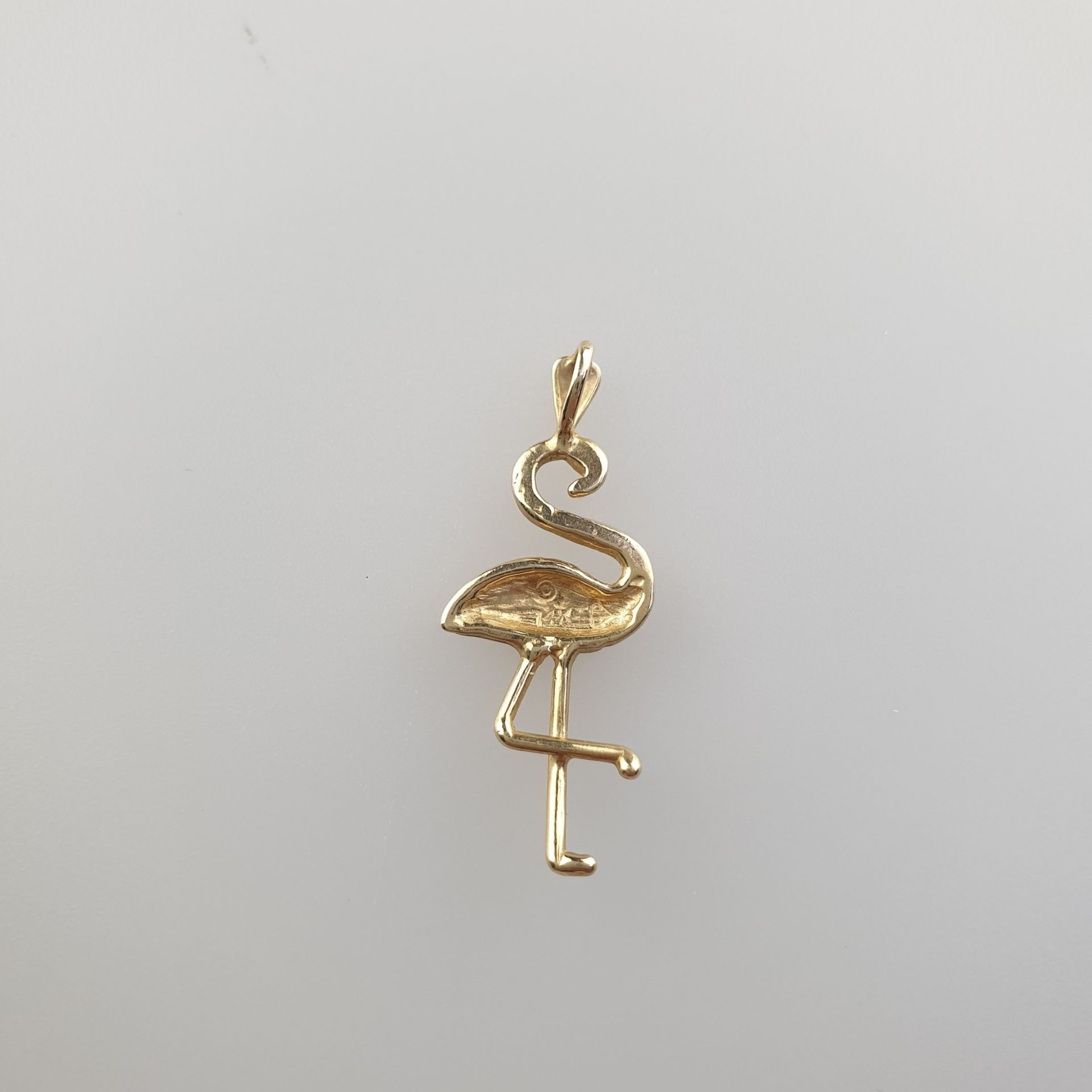 Flamingo-Anhänger - 14Kt.Gelbgold, gestempelt, L.ca.3cm, ca.1,5g - Bild 3 aus 3