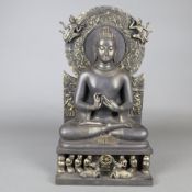 Der predigende Buddha von Sarnath - Indien 20.Jh., Bronzelegierung, Vergoldungsreste, vollplastische