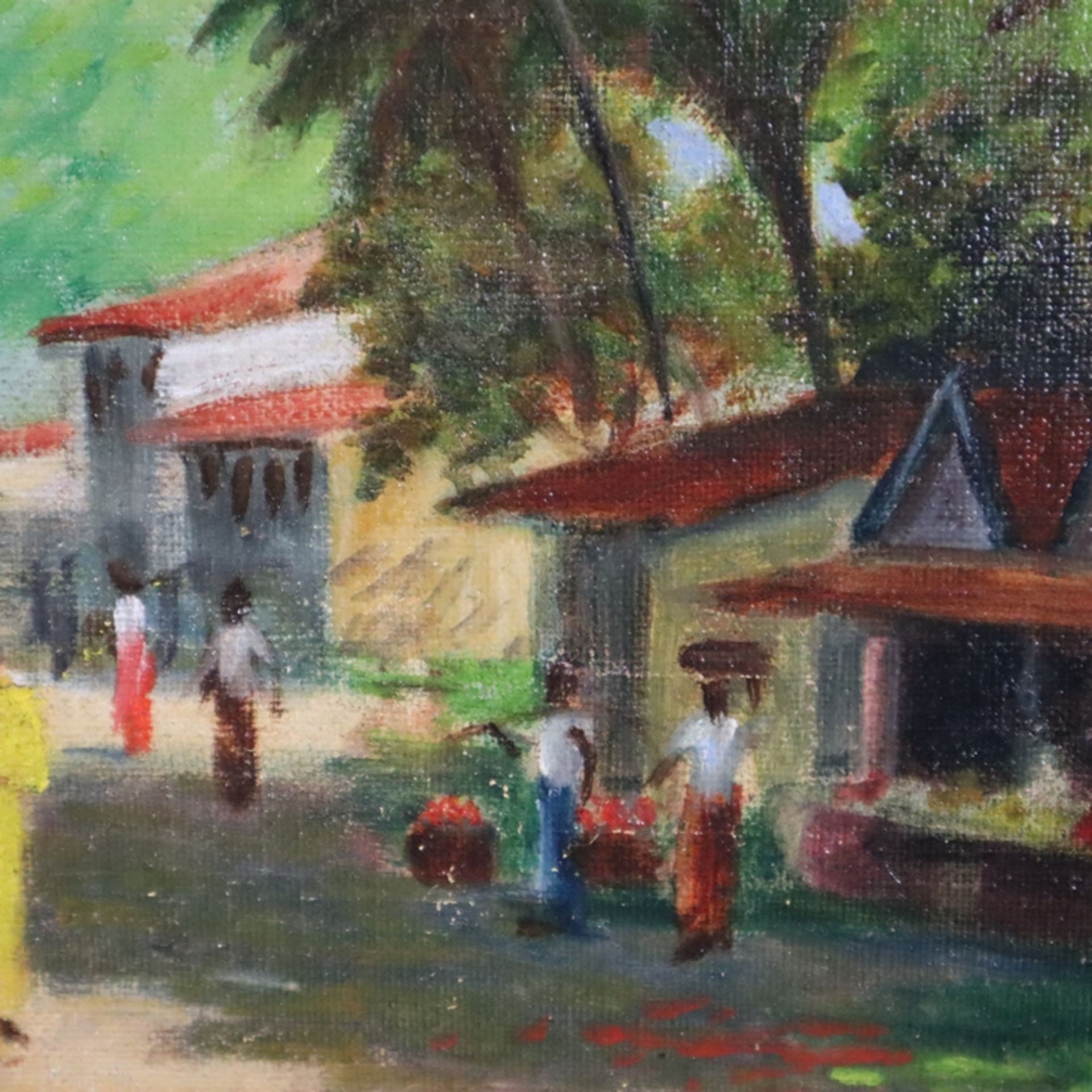 Amarasekara, Abraham C.G.S. (1883-1959?, Nachfolger/Umkreis) - Strassenszene in Sri Lanka, Öl auf - Bild 4 aus 9