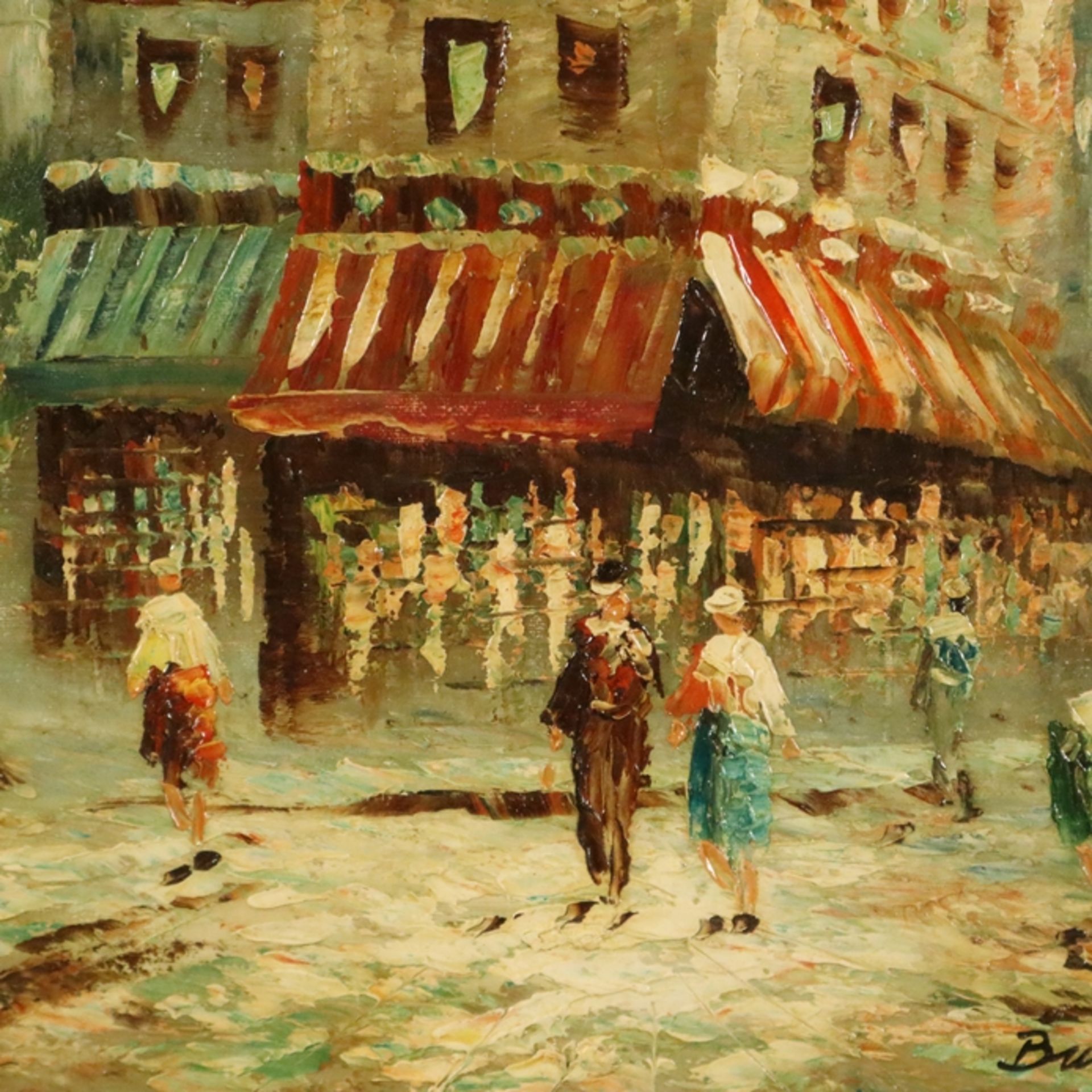 Burnett, Louis Anthony (1907 - 1999 / amerikanischer Maler) - Belebte Pariser Straßenszene, Öl auf - Bild 3 aus 7