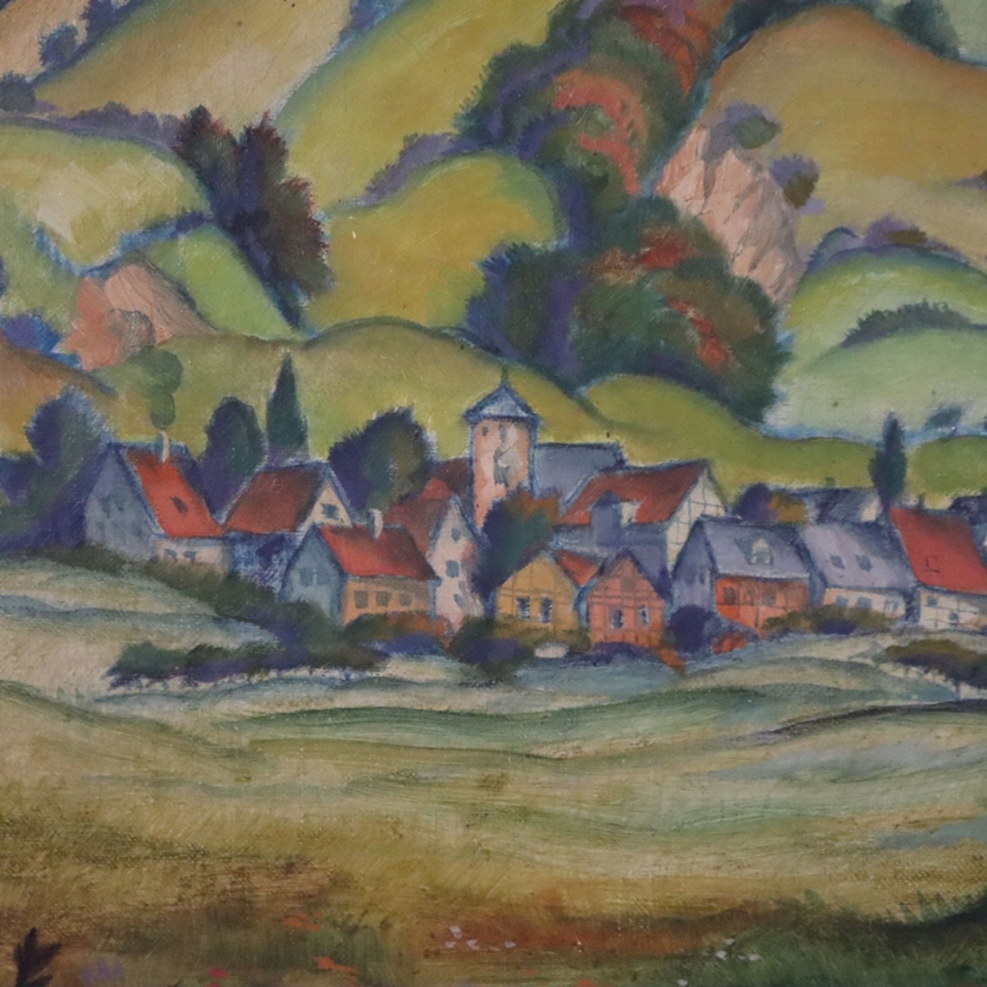 Bode, Fritz (1893-1924, tätig in Frankfurt a.M.) - Hügelige Landschaft mit Flusslauf und - Bild 3 aus 9