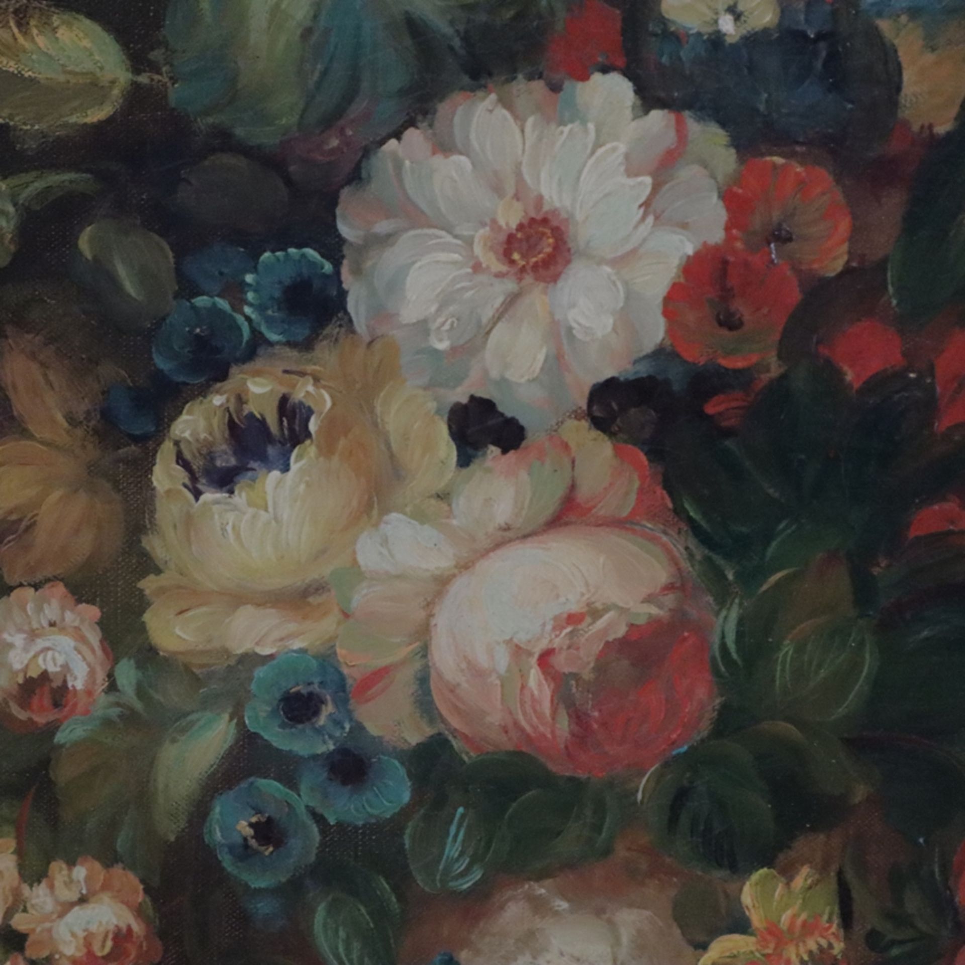 Fichtl, Anton (geb.1908 München) - Barockes Blumenstilleben in der Art von Rachel Ruysch, Öl auf - Bild 4 aus 6