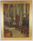 Hamel, Otto (1866 Erfurt - 1950 Lohr/Main) - Kircheninterieur, Öl auf Leinwand, rechts unten