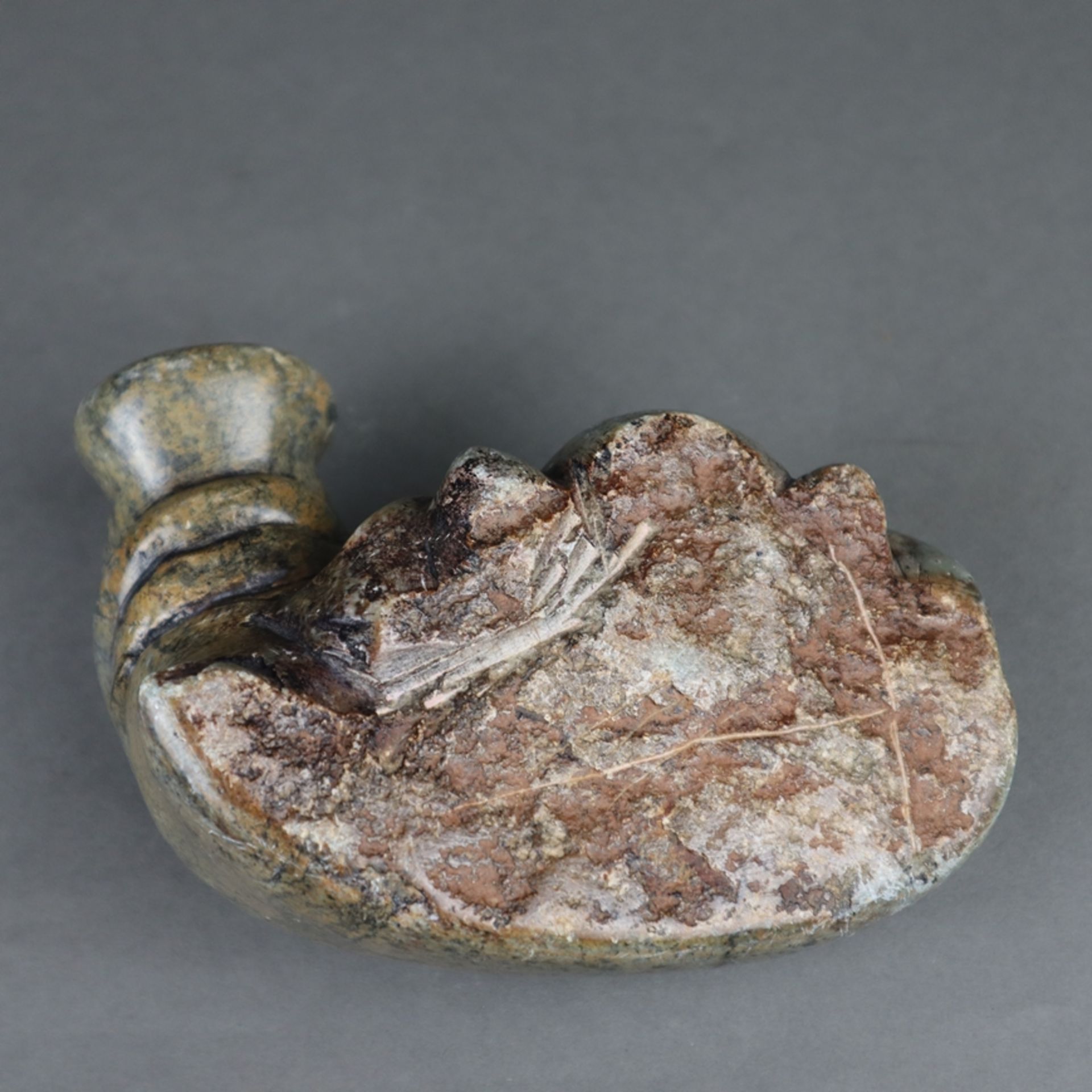 Steinplastik Nilpferd - geschnitzt, vollplastische naturalistische Darstellung eines liegenden - Bild 5 aus 5