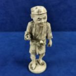 ANTIQUE CARVED & SIGNED IVORY ORIENTAL FIGURE