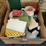 BOX LOT OF CERAMICS & STATIONERY