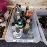 BOX OF BOTTLES & DECANTERS