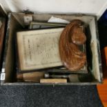 OLD WOODEN CRATE & CONTENTS