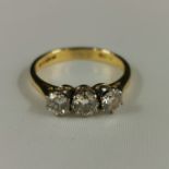 18CT GOLD 3 STONE DIAMOND RING