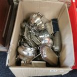 BOX LOT OF SILVER PLATE & CUTLERY