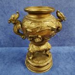 ANTIQUE BRONZE ORIENTAL TEMPLE VASE