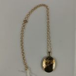 9CT GOLD LOCKET ON 9CT CHAIN