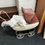 VINTAGE DOLLS PRAM & DOLL