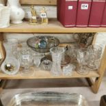 SHELF LOT OF GLASSWARE