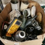 BOX LOT OF CHEMIST BOTTLES ETC