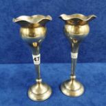 PAIR OF SILVER BUD VASES