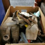 BOX LOT OF OLD TOOLS ETC & TOOLBOX