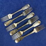 6 IRISH SILVER DINNER FORKS C1820