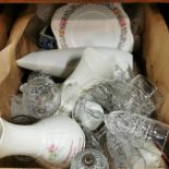 BOX OF CHINA & GLASSWARE