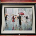 LARGE OIL ON BOARD - RAINY DAY - HOLLY HANSON