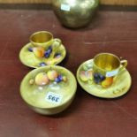 SIGNED ANTIQUE HAND PAINTED COFFEE CANS & SUGAR BOWL