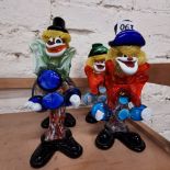 4 MURANO GLASS CLOWNS