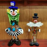 2 LARGE MURANO GLASS CLOWNS