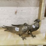 PAIR OF WHITE METAL BIRD FIGURES