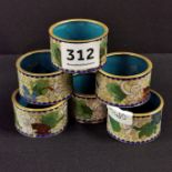 6 CLOISONNE NAPKIN RINGS