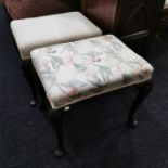 PAIR OF CAB LEGGED STOOLS WOTH SHELL MOTIF ON EACH KNEE